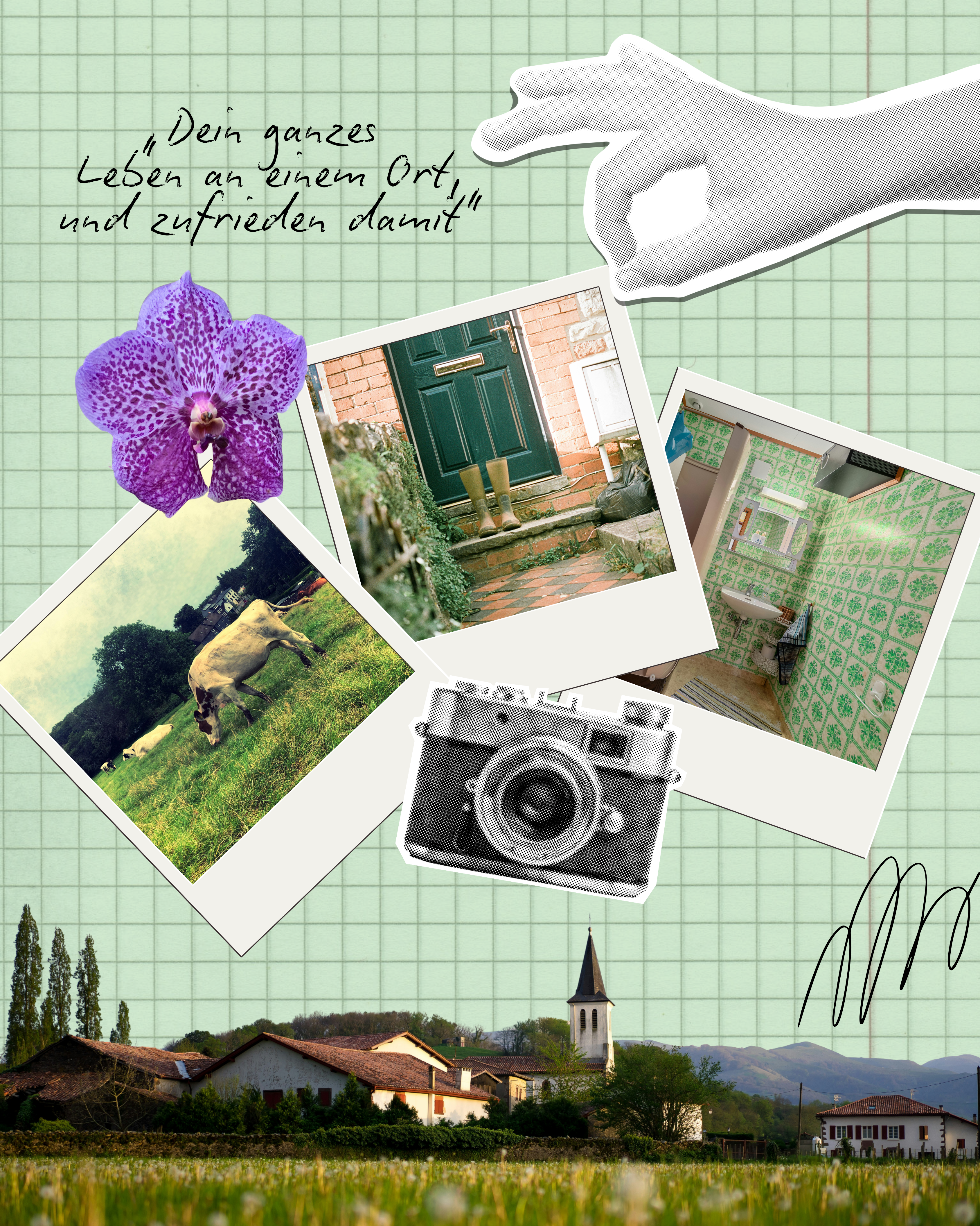 Dorfleben-Collage aus Erinnerungen an Oma Lisa